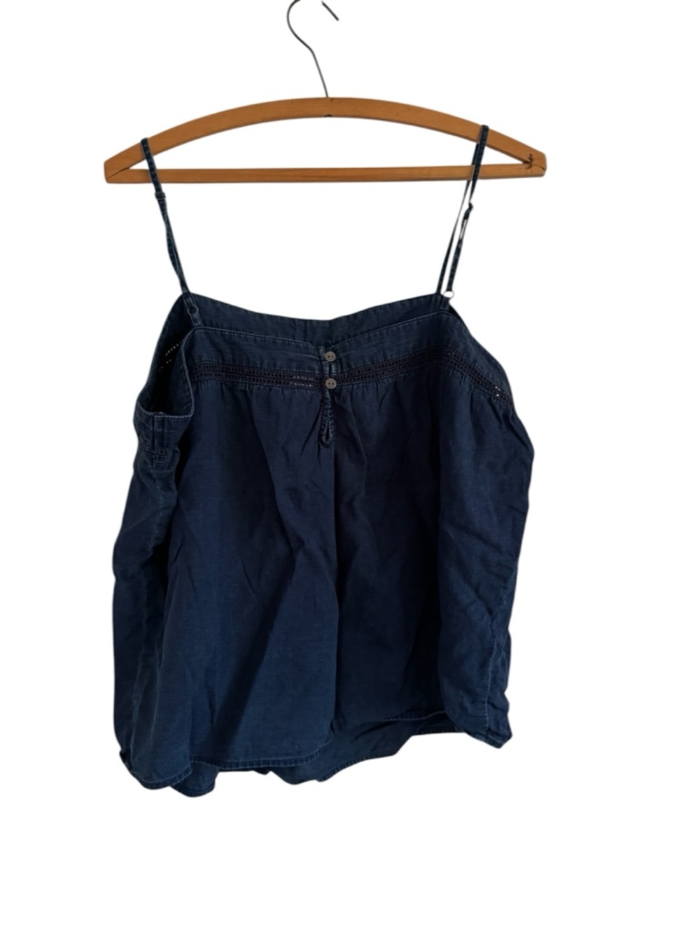 Women’s Dark Wash Smocked Spaghetti Strap Tank Top Large - Picture 3 of 11